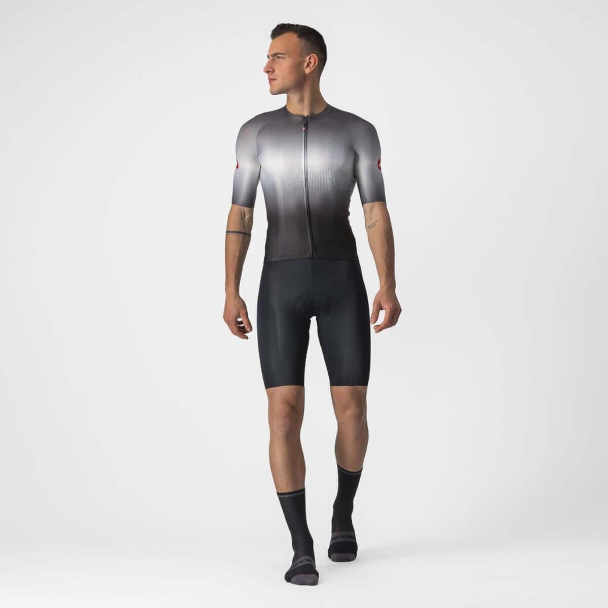 Castelli Aero Race 6.0 Mens Cycling Jersey (Light Black/Dark Gray
