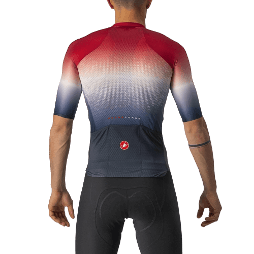 Castelli Aero Race 6.0 Mens Cycling Jersey (Savile Blue/Pro Red) - BUMSONTHESADDLE