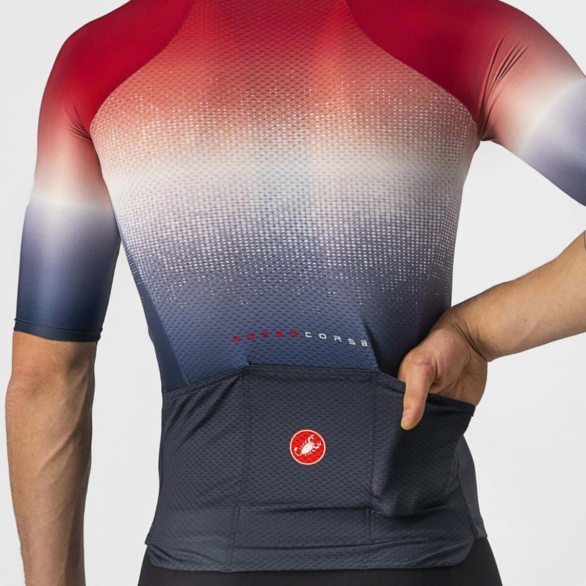 Castelli Aero Race 6.0 Mens Cycling Jersey (Savile Blue/Pro Red