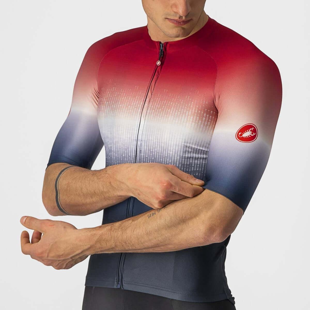 Castelli Aero Race 6.0 Mens Cycling Jersey (Savile Blue/Pro Red