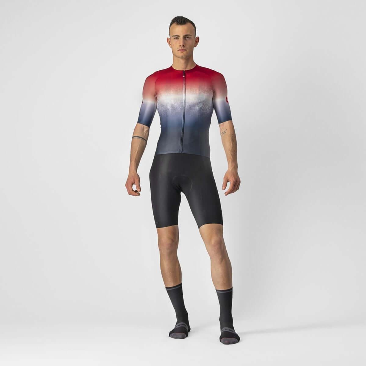 Castelli Aero Race 6.0 Mens Cycling Jersey (Savile Blue/Pro Red