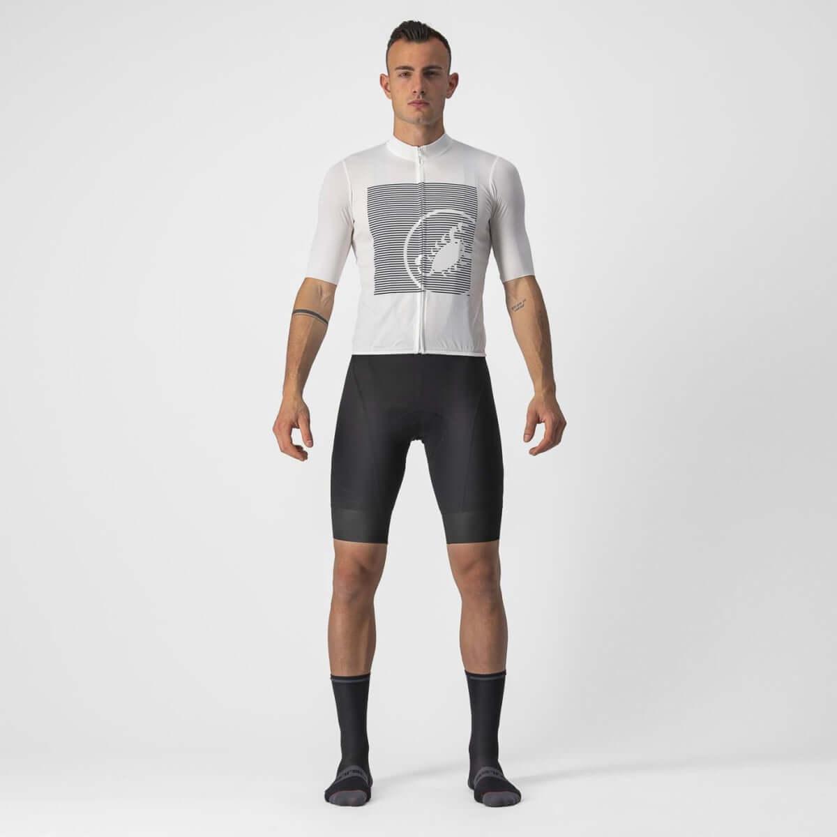 Castelli Bagarre Mens Cycling Jersey (Ivory/Savile Blue