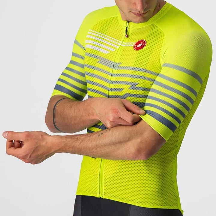 Castelli Climbers 3.0 Mens Cycling Jersey (Electric Lime/Blue) - BUMSONTHESADDLE