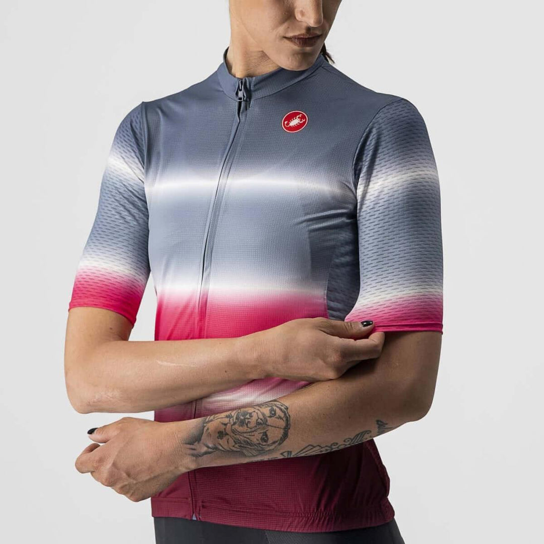 Castelli Dolce Womens Cycling Jersey (Light Steel Blue/Bordeaux) - BUMSONTHESADDLE