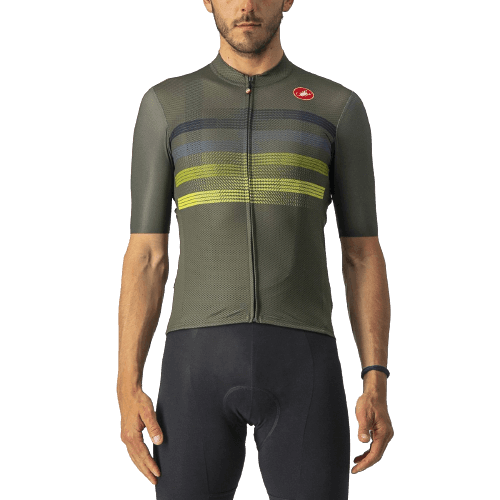 Castelli Endurance Pro Mens Cycling Jersey (Military Green/Blue/Sulphur) - BUMSONTHESADDLE