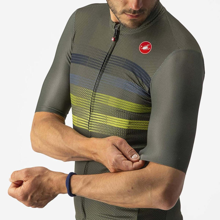 Castelli Endurance Pro Mens Cycling Jersey (Military Green/Blue/Sulphur) - BUMSONTHESADDLE