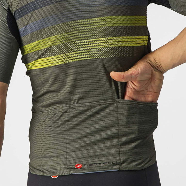 Castelli Endurance Pro Mens Cycling Jersey (Military Green/Blue/Sulphur) - BUMSONTHESADDLE