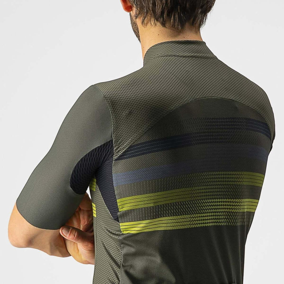 Castelli Endurance Pro Mens Cycling Jersey (Military Green/Blue/Sulphur) - BUMSONTHESADDLE