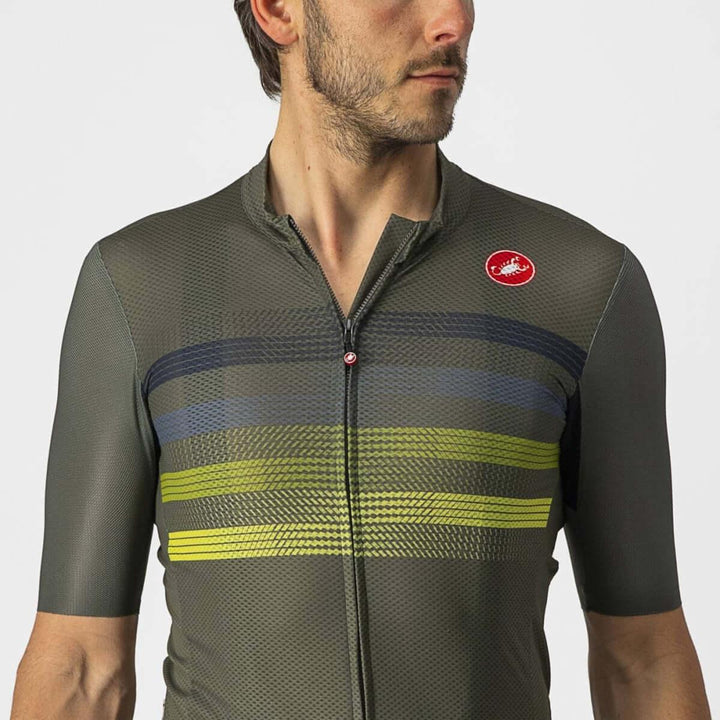 Castelli Endurance Pro Mens Cycling Jersey (Military Green/Blue/Sulphur) - BUMSONTHESADDLE