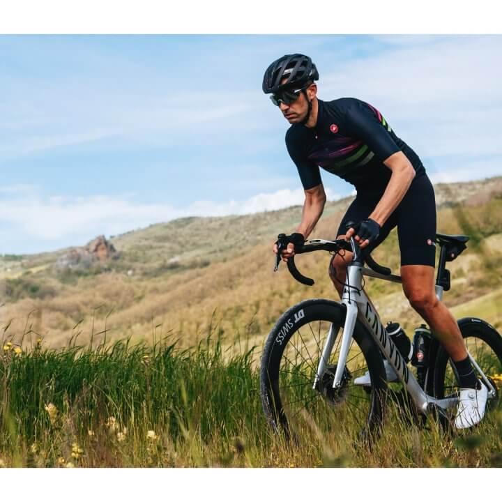 Castelli Endurance Pro Mens Cycling Jersey (Savile Blue/Pink/Electric Lime) - BUMSONTHESADDLE