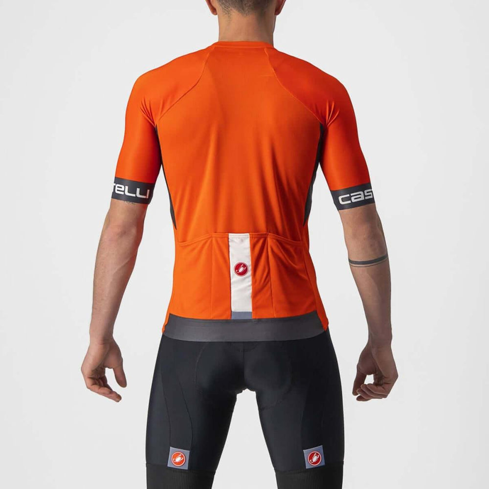 Castelli Entrata VI Mens Cycling Jersey (Fiery Red/Dark Gray/Ivory) - BUMSONTHESADDLE
