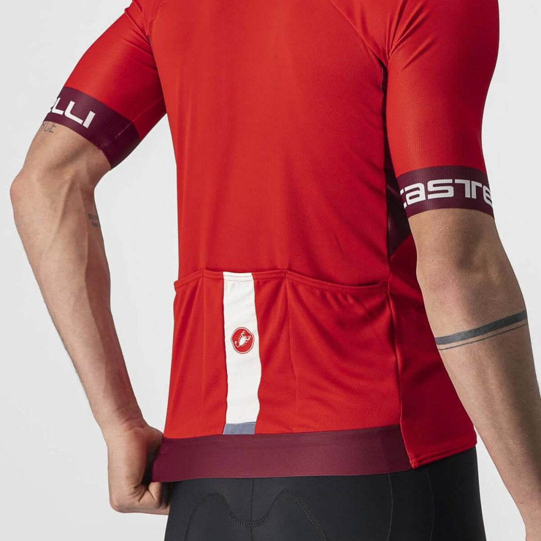 Castelli Entrata VI Mens Cycling Jersey (Red/Bordeaux/Ivory) - BUMSONTHESADDLE