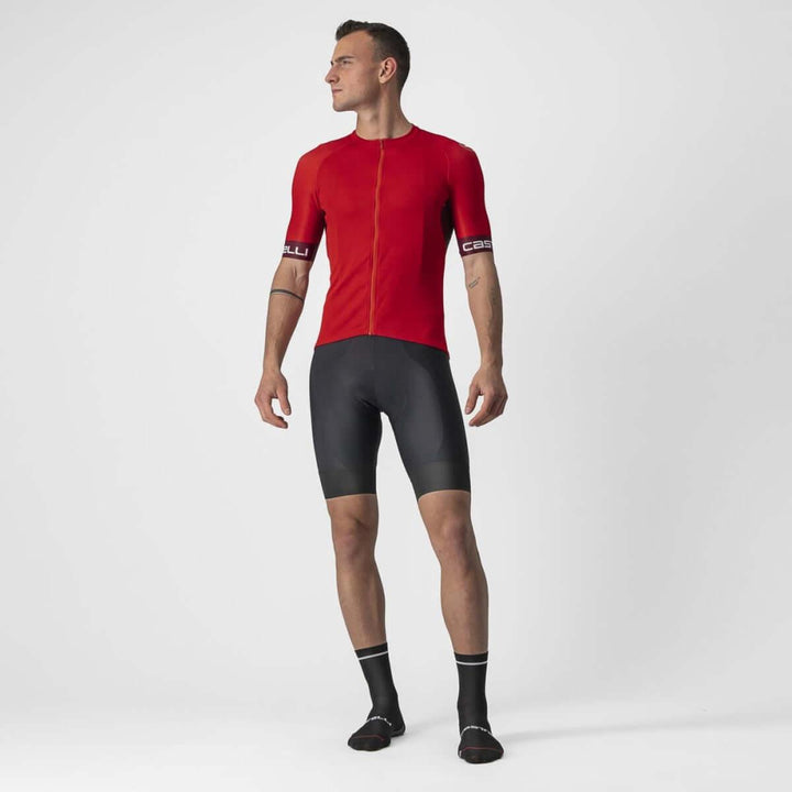 Castelli Entrata VI Mens Cycling Jersey (Red/Bordeaux/Ivory) - BUMSONTHESADDLE