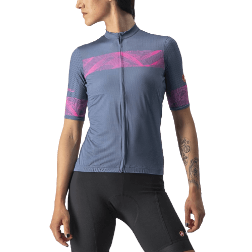 Castelli Fenice Womens Cycling Jersey (Light Steel Blue/Pink Fluo) - BUMSONTHESADDLE