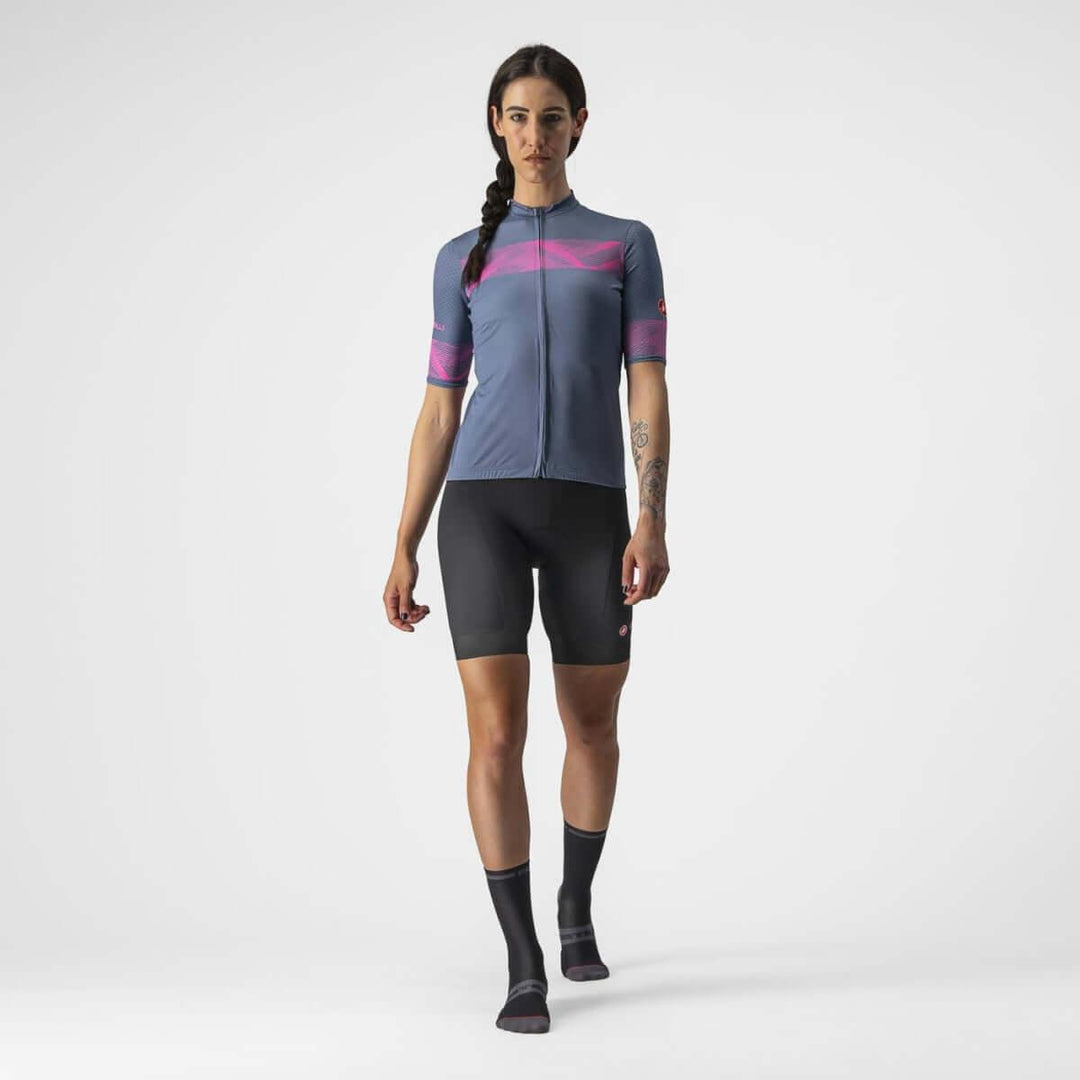 Castelli Fenice Womens Cycling Jersey (Light Steel Blue/Pink Fluo) - BUMSONTHESADDLE