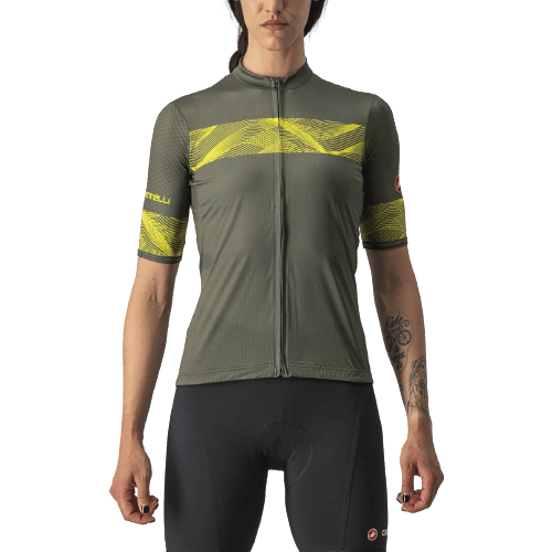 Castelli Fenice Womens Cycling Jersey (Military Green/Sulphur) - BUMSONTHESADDLE