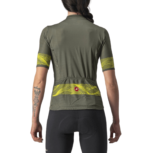 Castelli Fenice Womens Cycling Jersey (Military Green/Sulphur) - BUMSONTHESADDLE