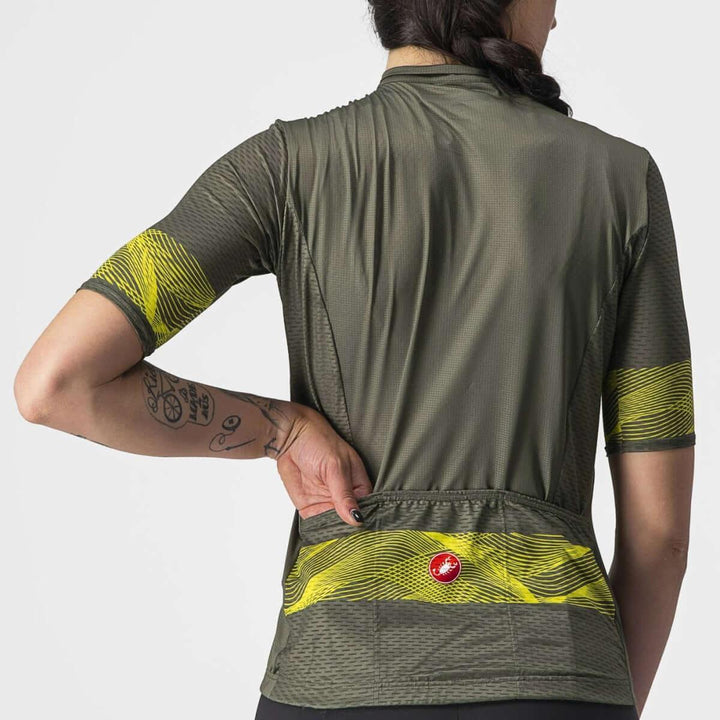 Castelli Fenice Womens Cycling Jersey (Military Green/Sulphur) - BUMSONTHESADDLE