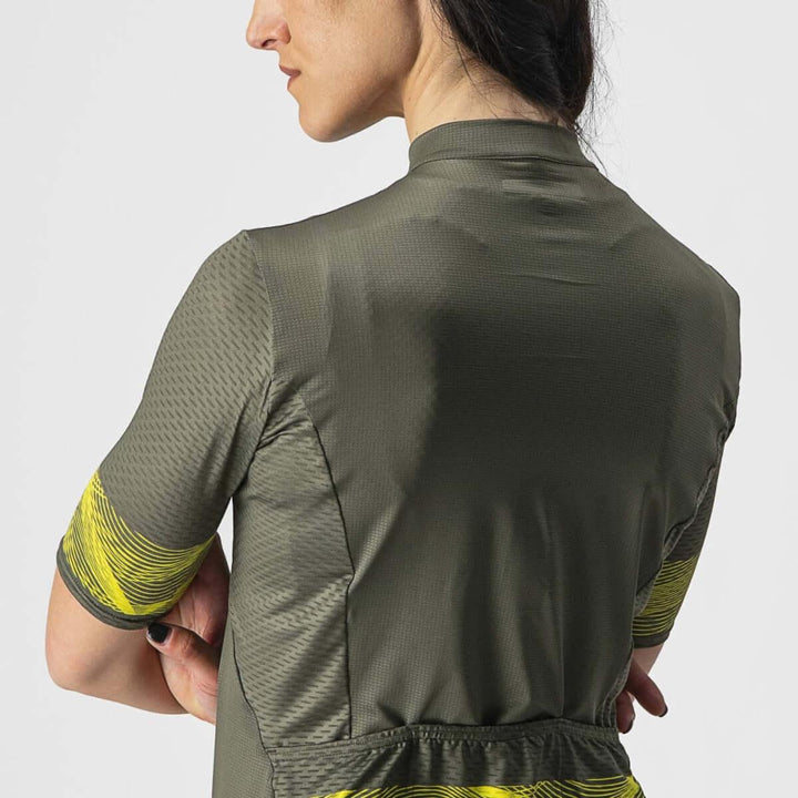 Castelli Fenice Womens Cycling Jersey (Military Green/Sulphur) - BUMSONTHESADDLE