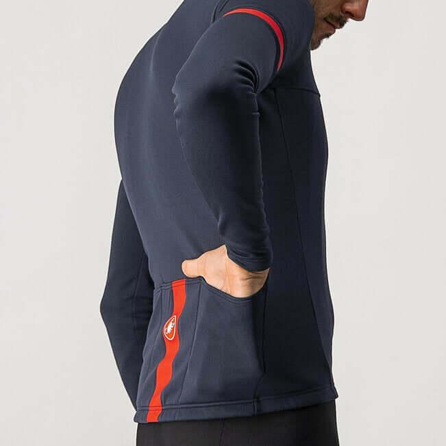 Castelli Fondo 2 Jersey (Savile Blue/Red Reflex) - BUMSONTHESADDLE