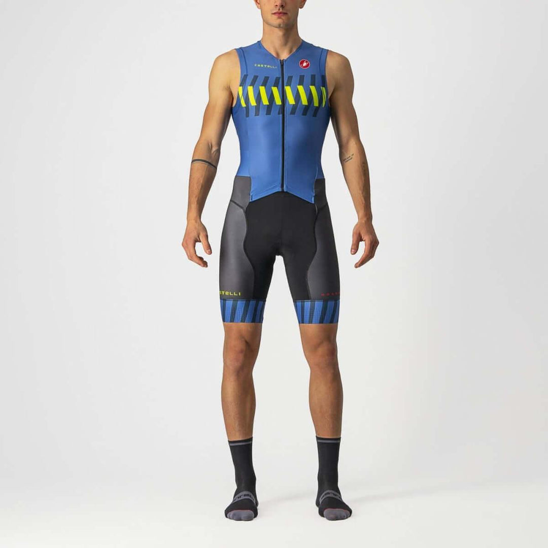 Castelli Free Sanremo 2 Mens Cycling Triathlon Suit (Cobalt Blue/Electric Lime) - BUMSONTHESADDLE