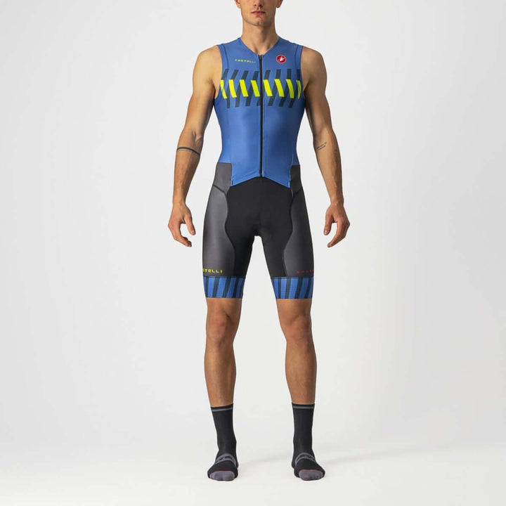 Castelli Free Sanremo 2 Mens Cycling Triathlon Suit (Cobalt Blue/Electric Lime) - BUMSONTHESADDLE