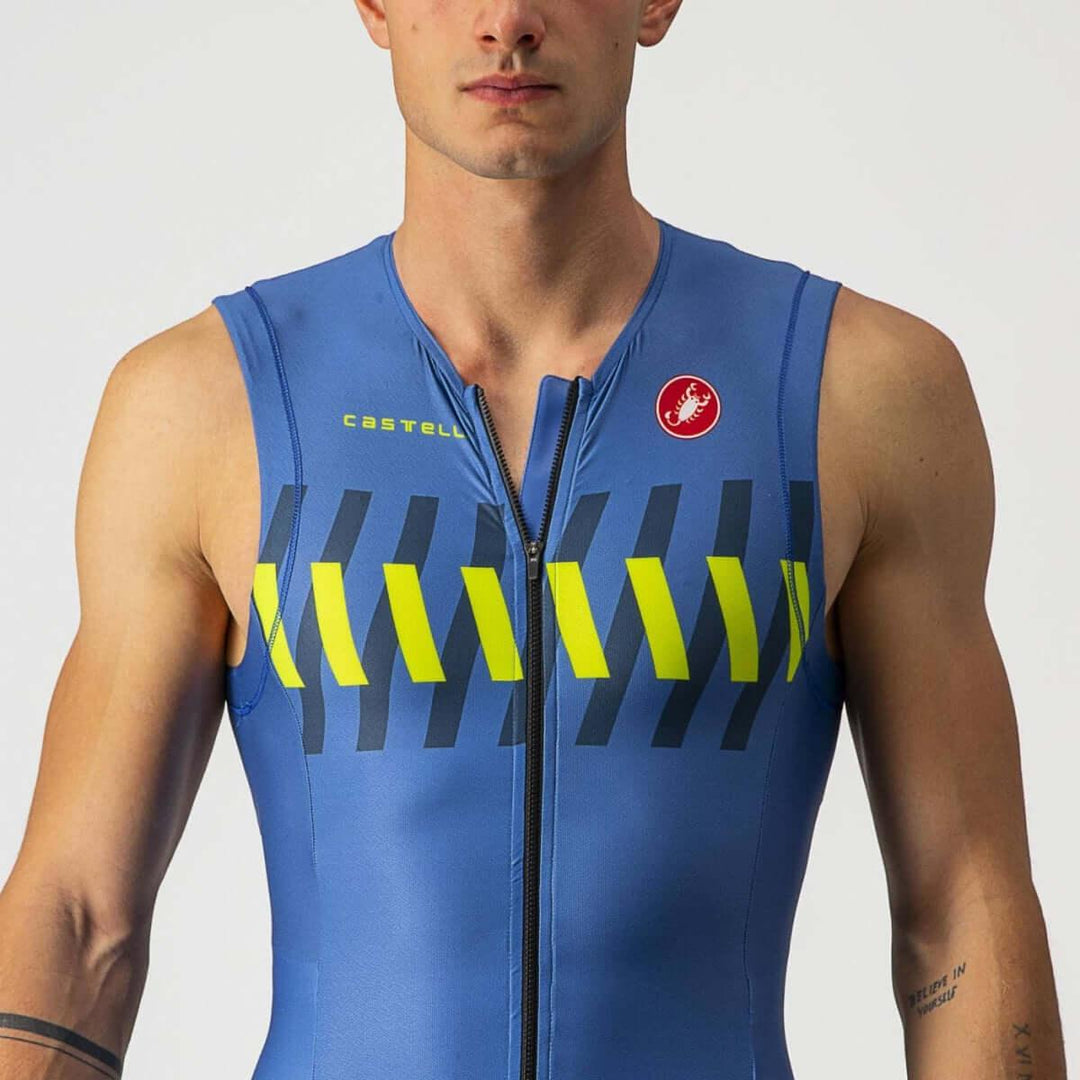 Castelli Free Sanremo 2 Mens Cycling Triathlon Suit (Cobalt Blue/Electric Lime) - BUMSONTHESADDLE