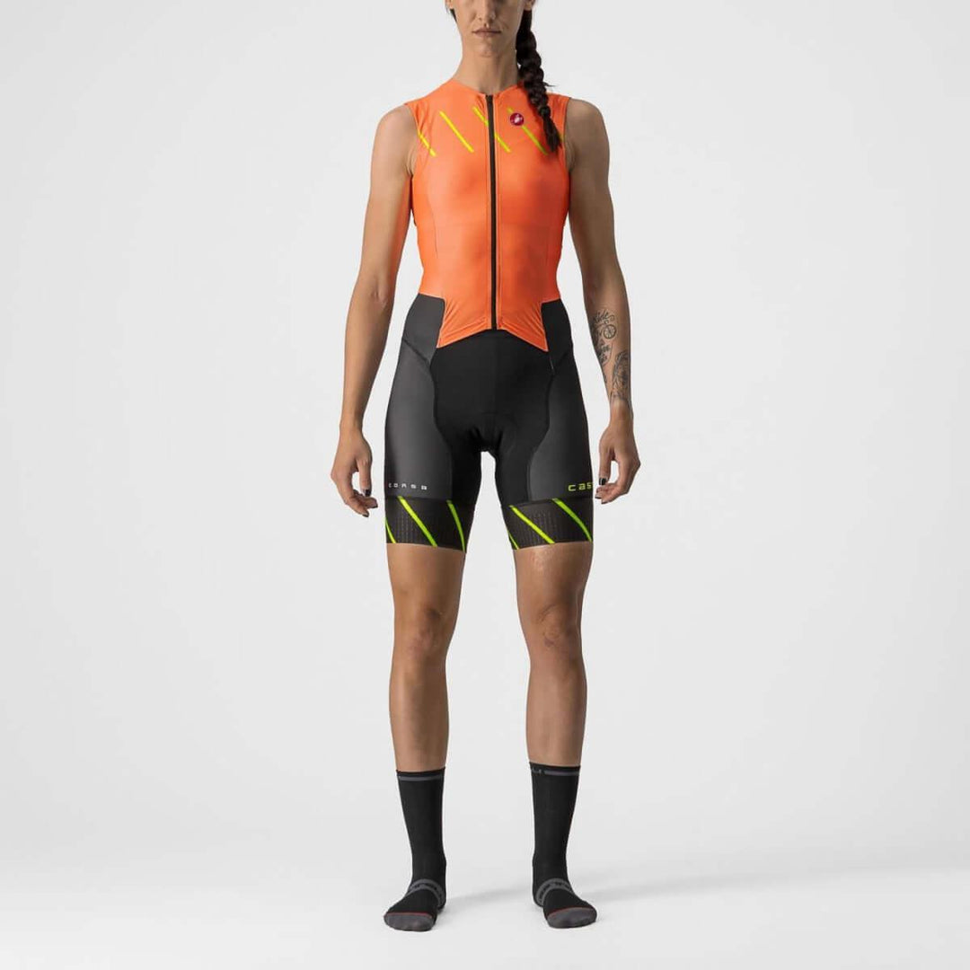Castelli Free Sanremo Womens Cycling Triathlon Suit (Coral Flash) - BUMSONTHESADDLE