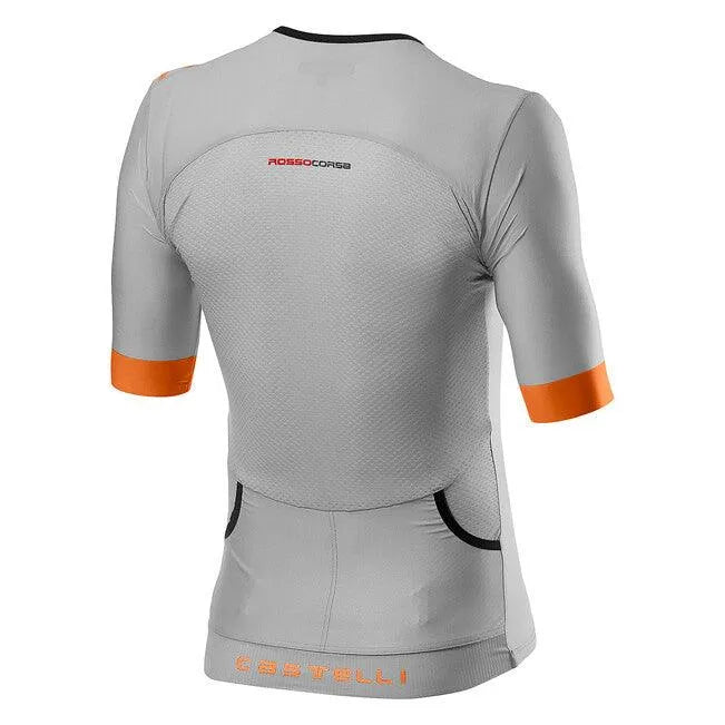 Castelli Free Speed 2 Mens Cycling Jersey (Silver Gray/Brilliant Orange) - BUMSONTHESADDLE