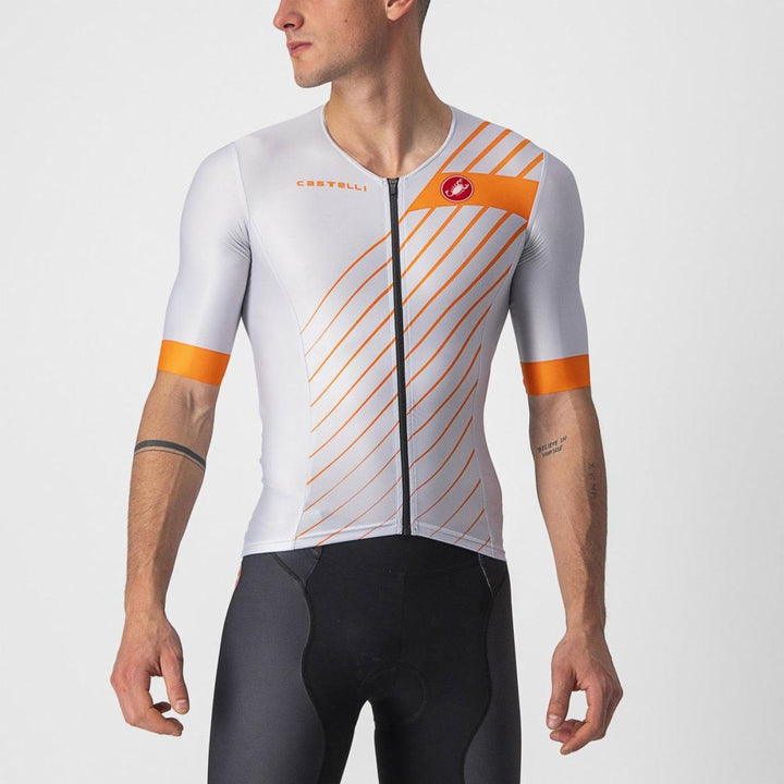 Castelli Free Speed 2 Mens Race Top (Silver Gray/Brilliant Orange) - BUMSONTHESADDLE