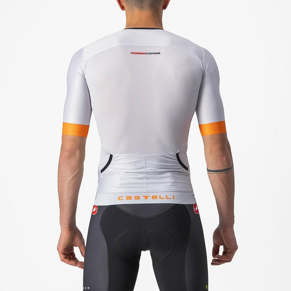 Castelli Free Speed 2 Mens Race Top (Silver Gray/Brilliant Orange) - BUMSONTHESADDLE