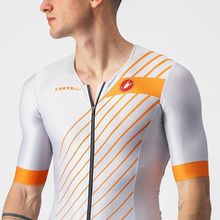 Castelli Free Speed 2 Mens Race Top (Silver Gray/Brilliant Orange) - BUMSONTHESADDLE