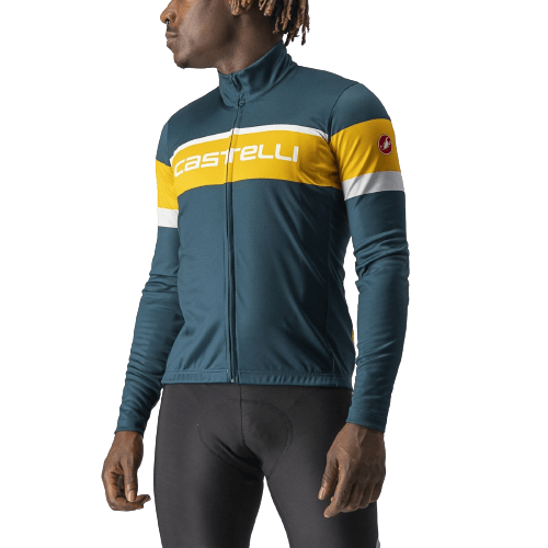 Castelli Passista Mens Cycling Jersey (Deep Teal/Goldenrod-Silver Gra) - BUMSONTHESADDLE