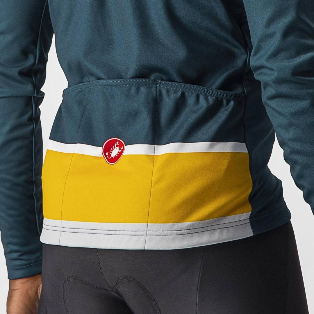 Castelli Passista Mens Cycling Jersey (Deep Teal/Goldenrod-Silver Gra) - BUMSONTHESADDLE