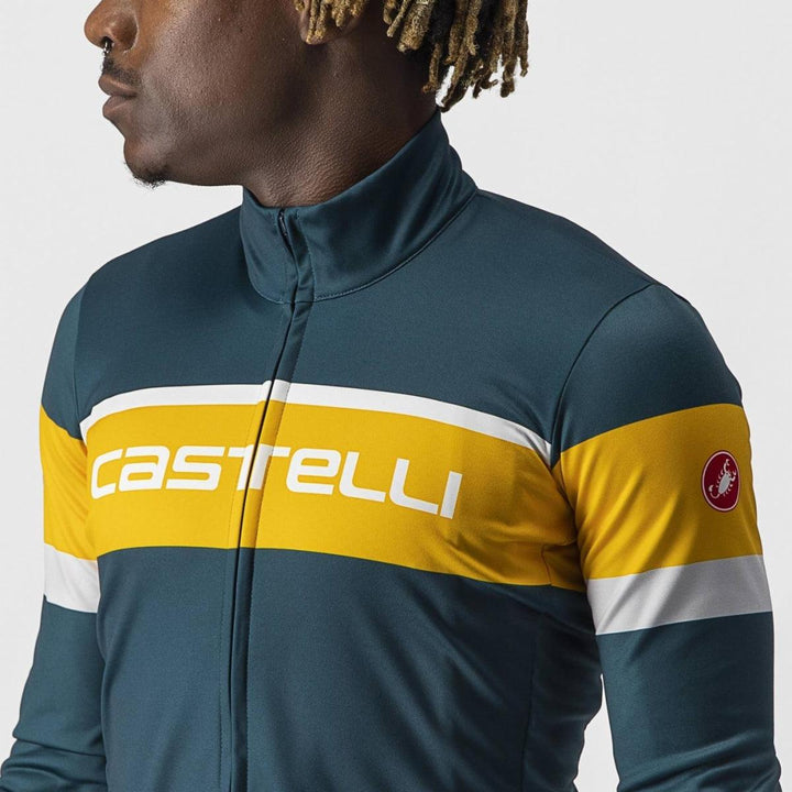 Castelli Passista Mens Cycling Jersey (Deep Teal/Goldenrod-Silver Gra) - BUMSONTHESADDLE