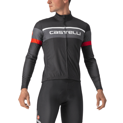 Castelli Passista Mens Cycling Jersey (Light Black/Dark Gray-Red) - BUMSONTHESADDLE