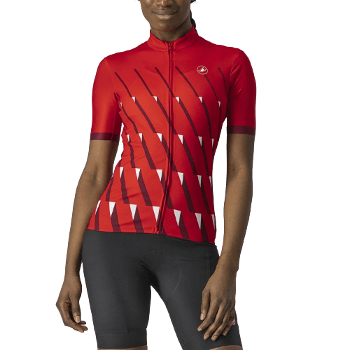 Castelli Pendio Womens Cycling Jersey (Red/Bordeaux White) - BUMSONTHESADDLE