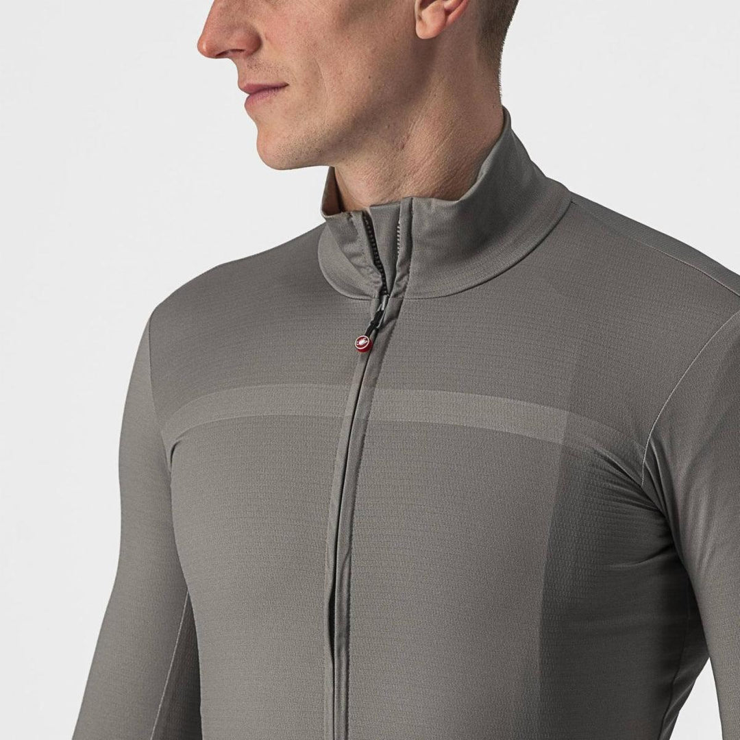 Castelli Pro Thermal Mid LS Mens Cycling Jersey (Nickel Grey) - BUMSONTHESADDLE