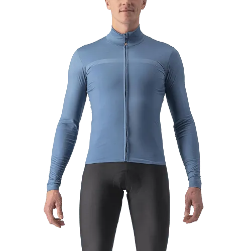 Castelli Pro Thermal Mid LS Mens Cycling Jersey (Steel Blue) - BUMSONTHESADDLE