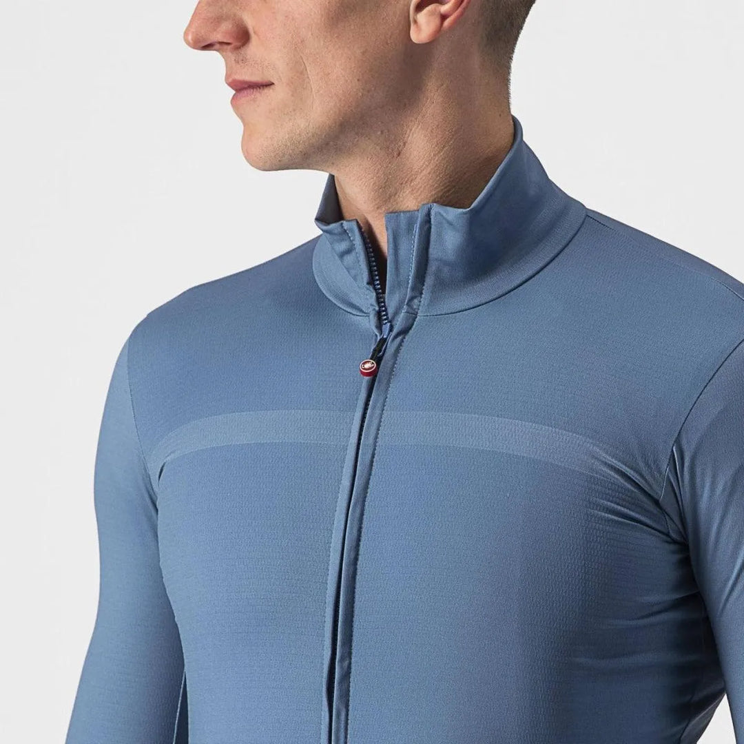 Castelli Pro Thermal Mid LS Mens Cycling Jersey (Steel Blue) - BUMSONTHESADDLE