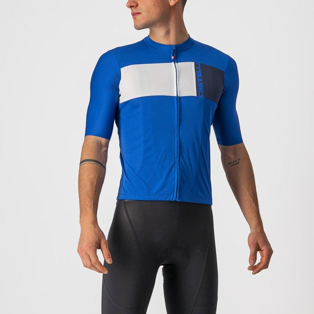 Castelli Prologo 7 Mens Cycling Jersey (Azzurro Italia/Ivory Savile BL) - BUMSONTHESADDLE