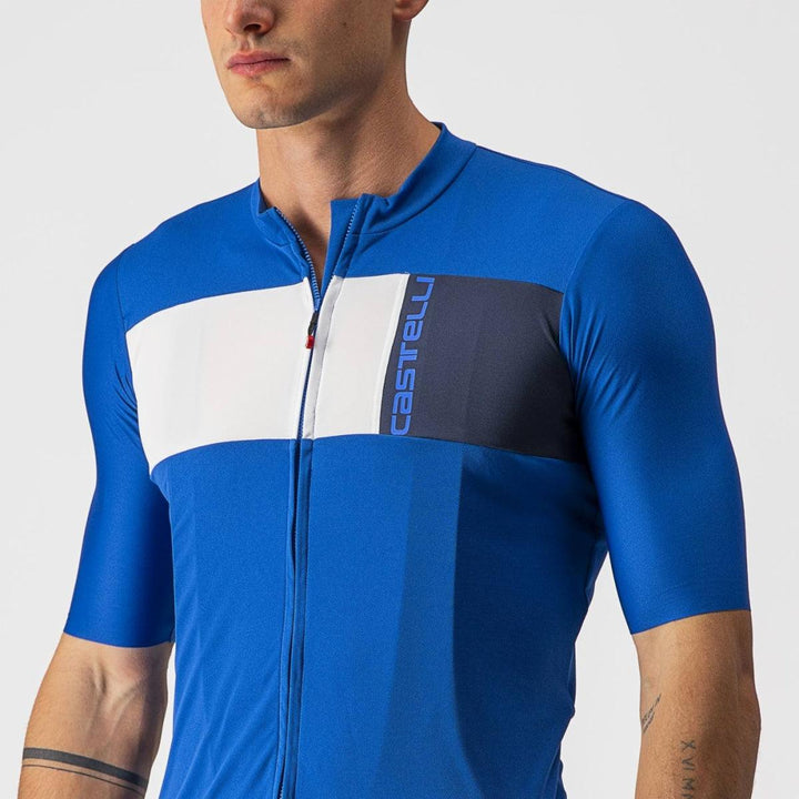 Castelli Prologo 7 Mens Cycling Jersey (Azzurro Italia/Ivory Savile BL) - BUMSONTHESADDLE