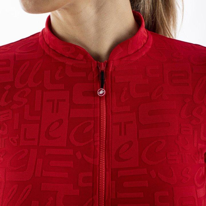 Castelli Promessa Jacquard Womens Cycling Jersey (Red) - BUMSONTHESADDLE