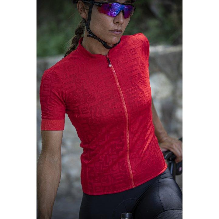 Castelli Promessa Jacquard Womens Cycling Jersey (Red) - BUMSONTHESADDLE