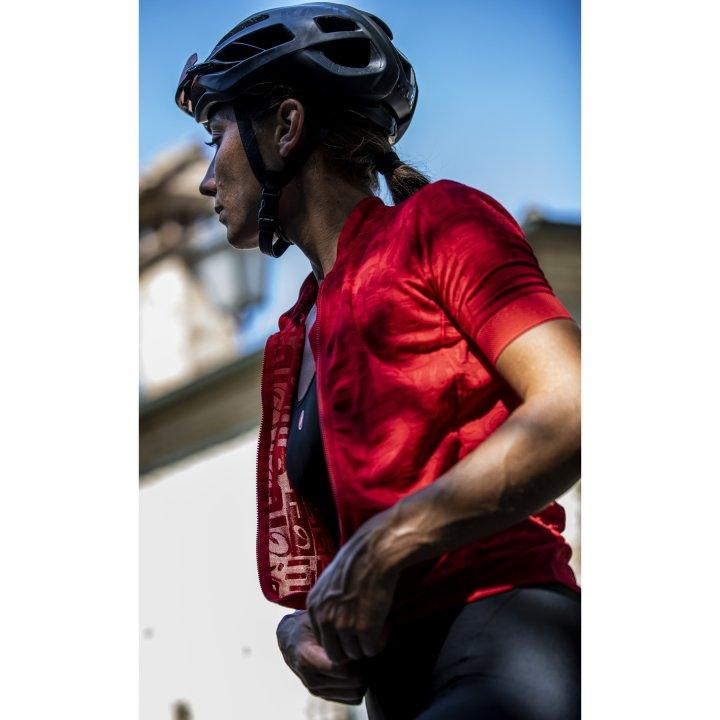Castelli Promessa Jacquard Womens Cycling Jersey (Red) - BUMSONTHESADDLE