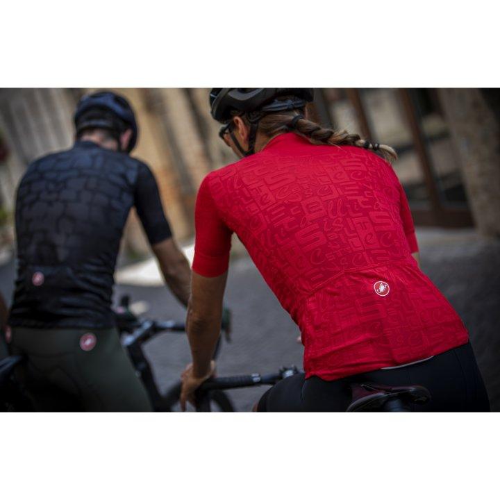 Castelli Promessa Jacquard Womens Cycling Jersey (Red) - BUMSONTHESADDLE