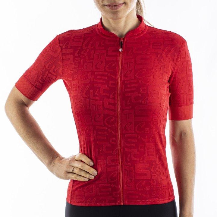 Castelli Promessa Jacquard Womens Cycling Jersey (Red) - BUMSONTHESADDLE