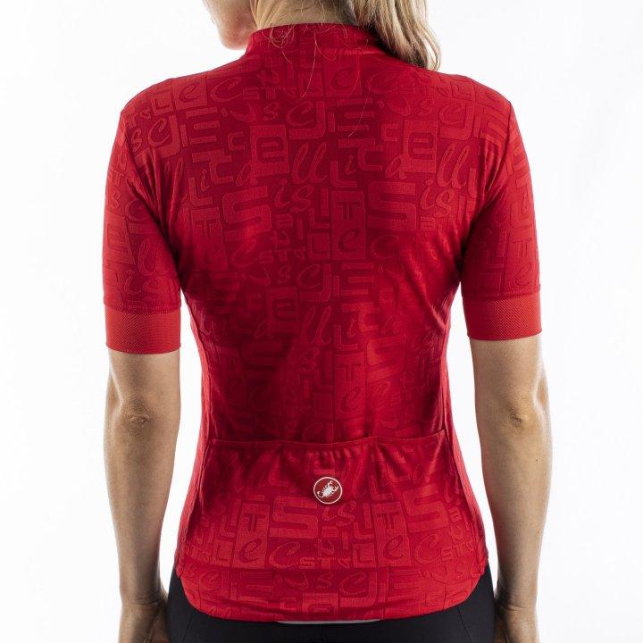 Castelli Promessa Jacquard Womens Cycling Jersey (Red) - BUMSONTHESADDLE