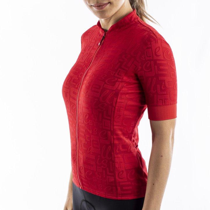 Castelli Promessa Jacquard Womens Cycling Jersey (Red) - BUMSONTHESADDLE