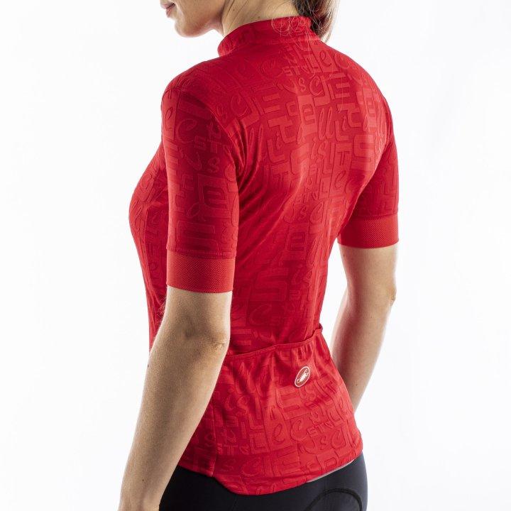 Castelli Promessa Jacquard Womens Cycling Jersey (Red) - BUMSONTHESADDLE